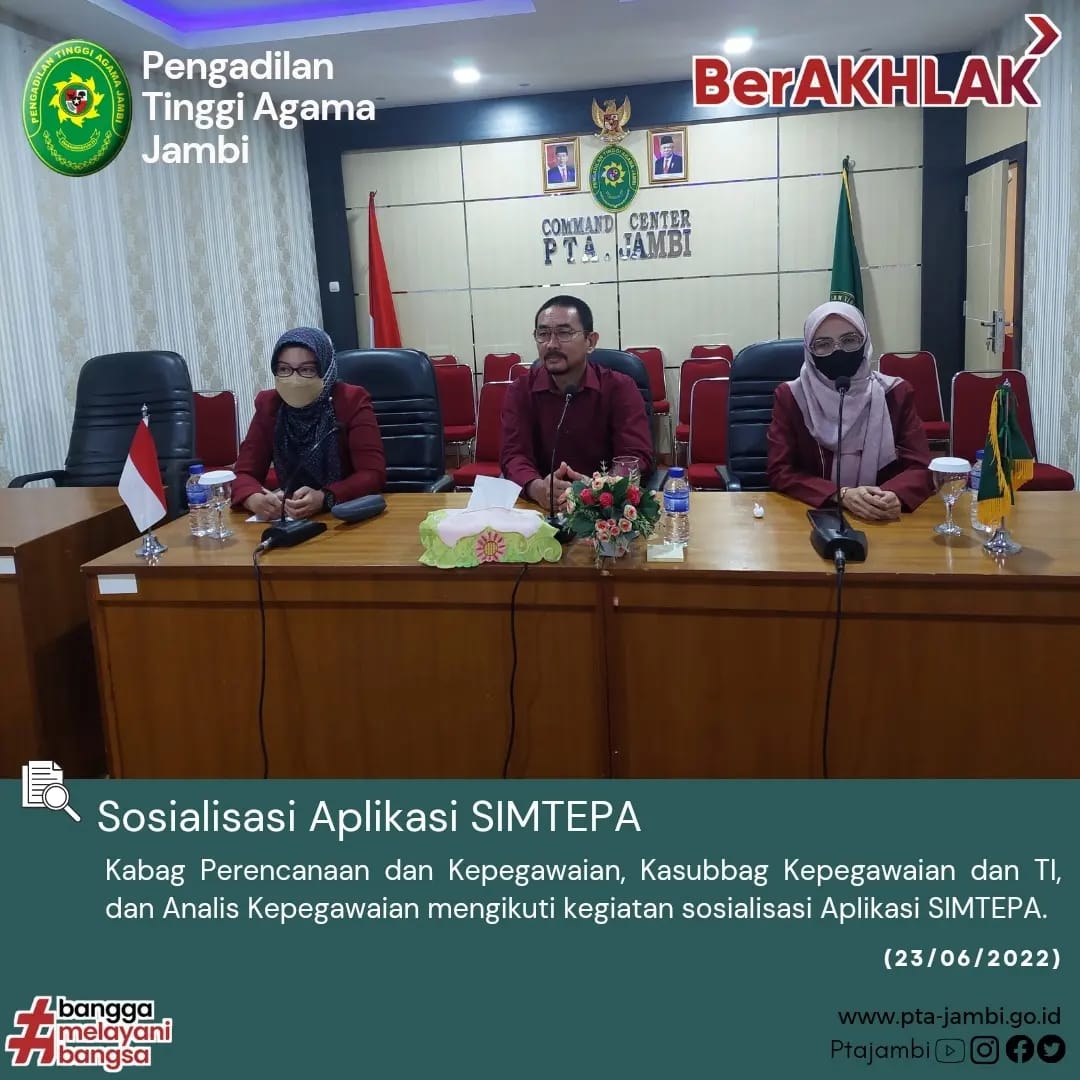 Kabag Kepegawaian dan Perencana, Kasubbab Kepegawaian dan TI, serta Analis Kepegawaian Ikuti Sosialisasi Aplikasi SIMTEPA