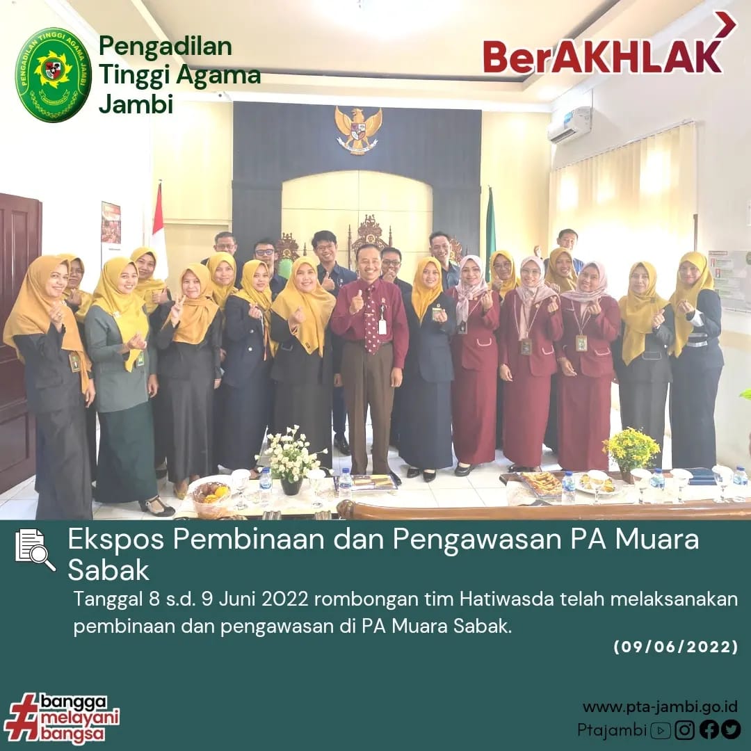 Pengawasan dan Pembinaan (Hatiwasda PTA Jambi) di Pengadilan Agama Muaro Sabak