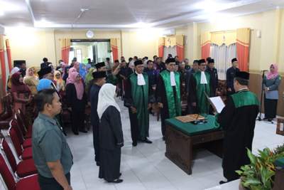 Pelantikan dan Pengambilan Sumpah Jabatan Ketua Pengadilan Agama Muara Bulian, Kuala Tungkal, Wakil Ketua Muara Tebo berlangsung Khidmat