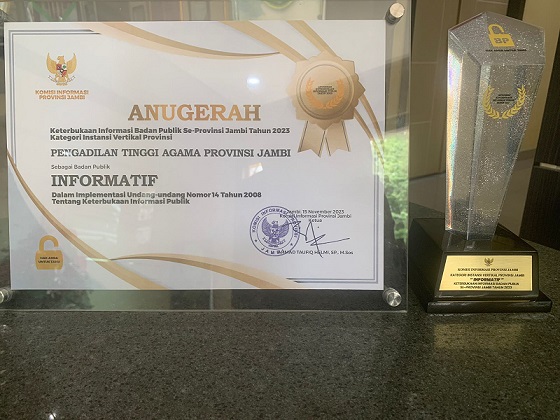 PTA Jambi Terima Anugerah Sebagai Badan Publik Informatif Tahun 2023