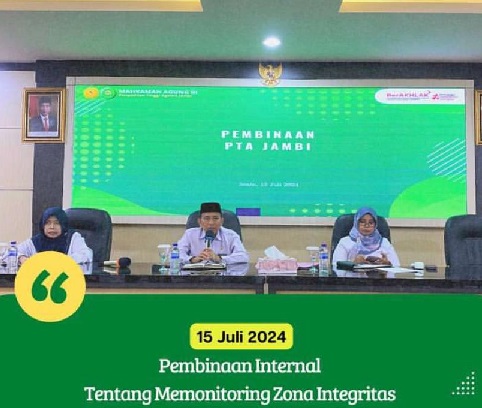 Terus Lakukan Penguatan Pembangunan Zona Integritas, PTA Jambi Kembali Selenggarakan Rapat Monitoring dan Evaluasi Pembangunan Zona Integritas