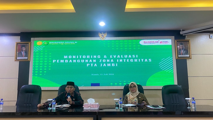 Perkuat Pembangunan Zona Integritas, PTA Jambi Kembali Laksanakan Rapat Monitoring dan Evaluasi Pembangunan Zona Integritas