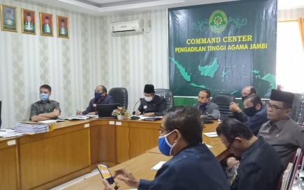 PTA Jambi melaksanakan Video Conference dengan Badilag dan Kemenpan RB tentang Pembangunan ZI 
